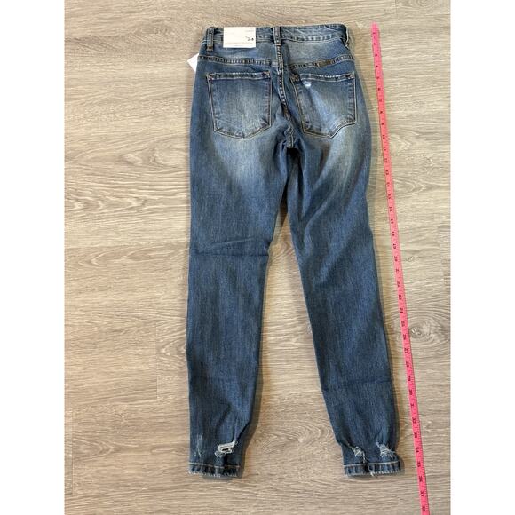 KanCan Distressed Denim Blue Jeans Size 1/24 New With Tags - Picture 9 of 12